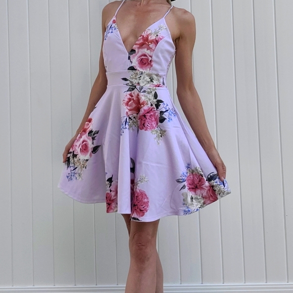 Lilac Sundress w/Lace+Zip Back - Picture 2 of 5